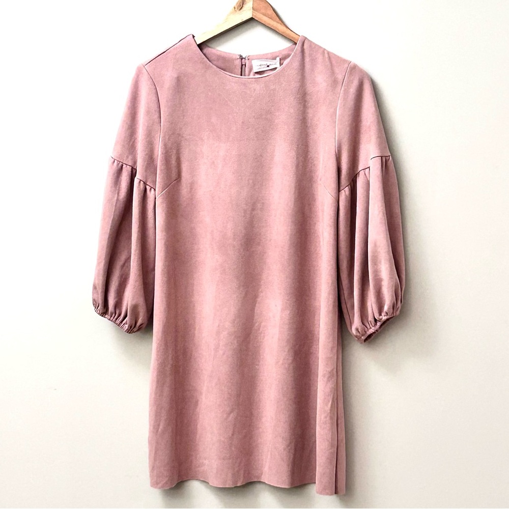 Mustard Seed Tunic Faux Suede Mini Dress Balloon Sleeves Mauve Women’s M